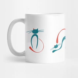 Vintage Style Turquoise Cat Mug